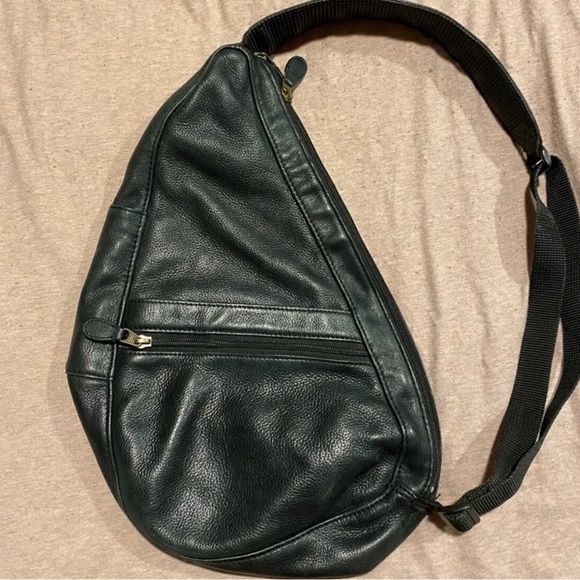 L.L. Bean Handbags - L.L. Bean Traveler Sling Bag Black Leather